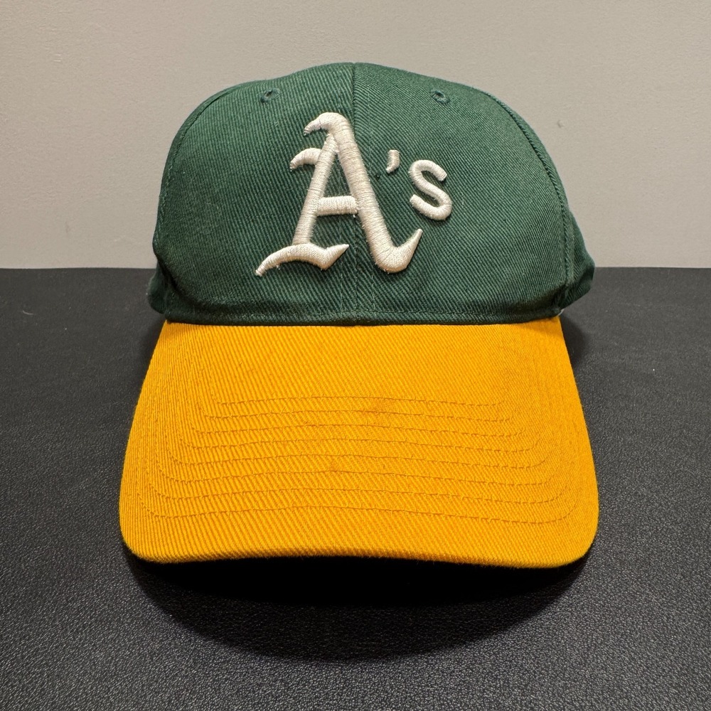 Vintage Oakland A's Hat Cap Green Gold Strap Back Twins Enterprise MLB Baseball